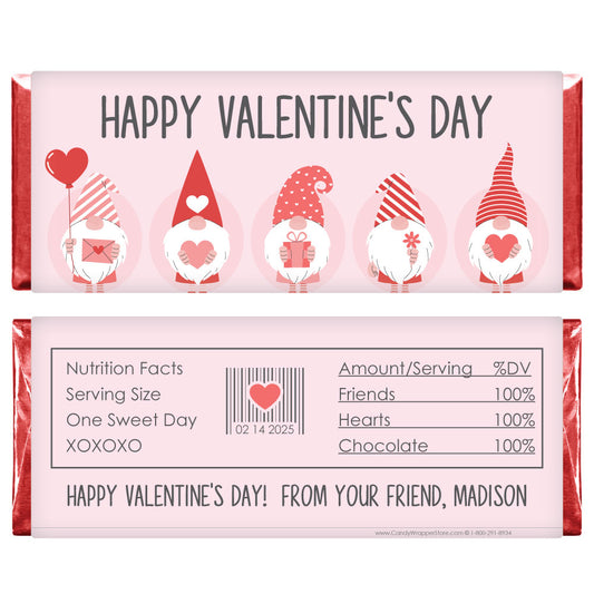 VAL245 - Valentine's Day Gnomes Candy Bar Wrappers Valentines Day Dog Heart Candy Wrappers val245