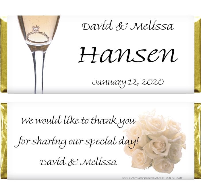 WA209 - Wedding Champagne Glass Candy Bar Wrapper Wedding Champagne Glass 1.55 oz Candy Bar Wrapper Regular Size Wrapper WA209