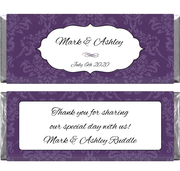 WA210 - Damask Wedding Candy Bar Wrapper Damask Wedding Candy Bar Wrapper Regular Size Wrapper WA210