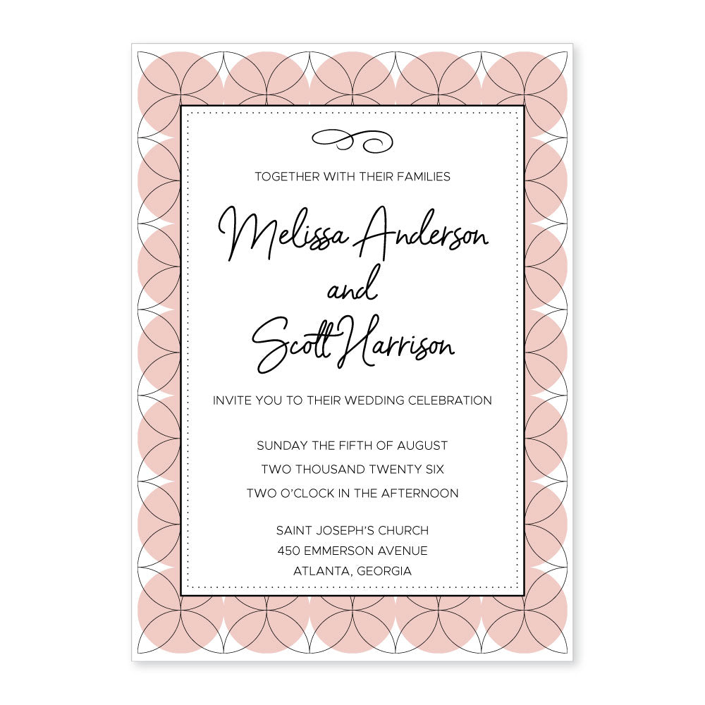WA2218 - Rose Quartz Circles Wedding Invitation Rose Quartz Circles Wedding Invitation WA218