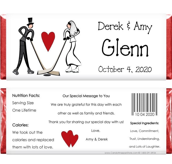 WA221HOCKEY - Wedding Hockey Theme Candy Bar Wrapper Wedding Hockey Theme Candy Bar Wrappers Regular Size Wrapper WA221