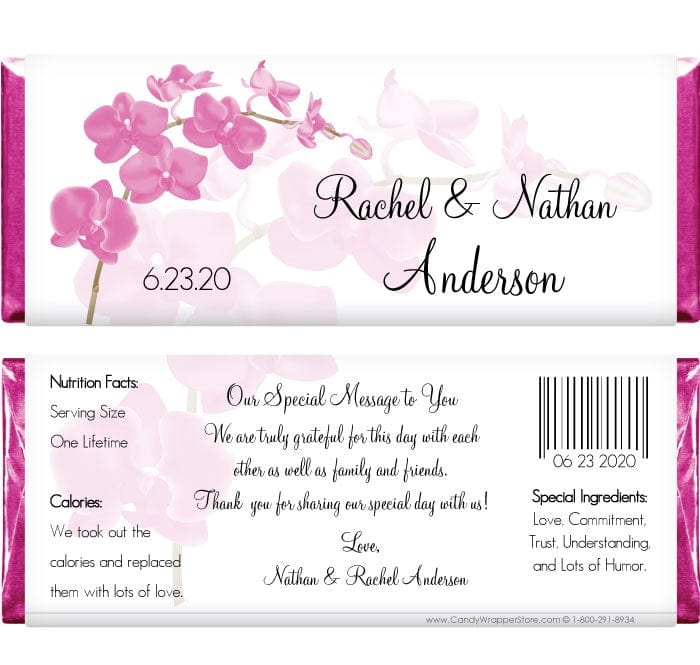 WA222fuschia - Fuschia Orchid Wedding Candy Bar Wrapper Fuschia Orchid Wedding Candy Bar Wrapper Regular Size Wrapper WA222