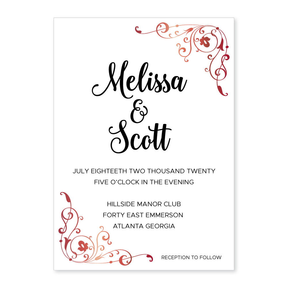WA2252 - Scroll Corners Wedding Invitation Scroll Corners Wedding Invitation WA252