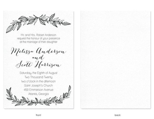 WA2255 - Framed Foliage Wedding Invitation Framed Foliage Wedding Invitation WA255