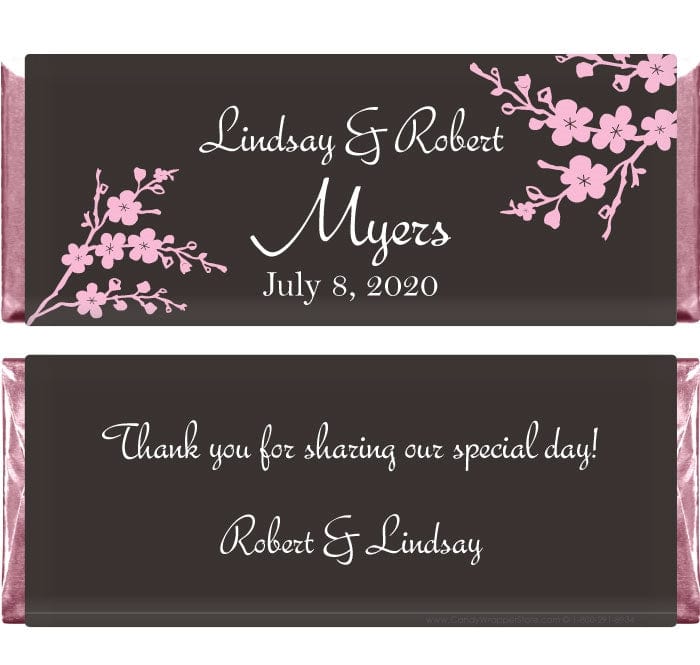 WA226 - Wedding Cherry Blossom Candy Bar Wrapper Wedding Cherry Blossom Candy Bar Wrapper Regular Size Wrapper WA226