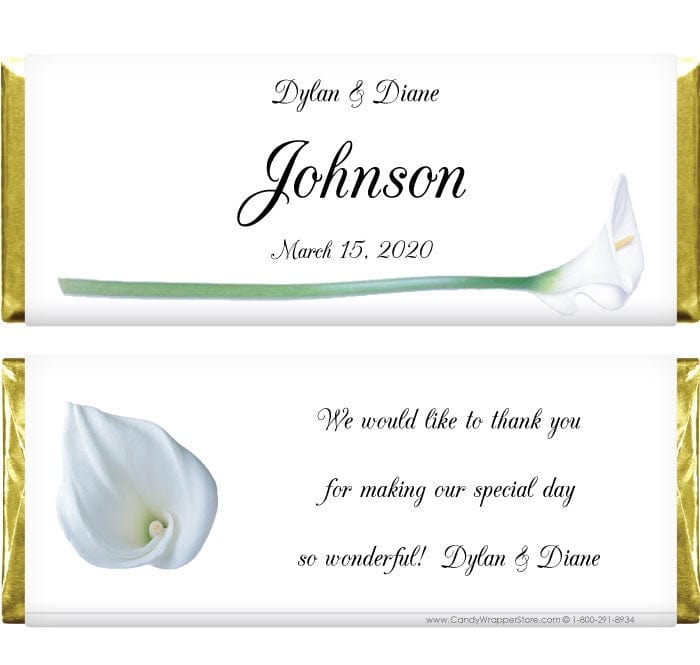 WA230 - Wedding Calla Lilly Candy Bar Wrapper Wedding Calla Lilly Candy Bar Wrapper Regular Size Wrapper WA230