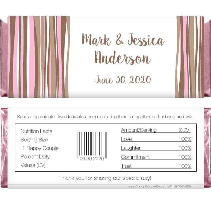 WA233 - Wedding Wavy Stripes Candy Bar Wrapper Wedding Wavy Stripes Candy Bar Wrapper Regular Size Wrapper WA233
