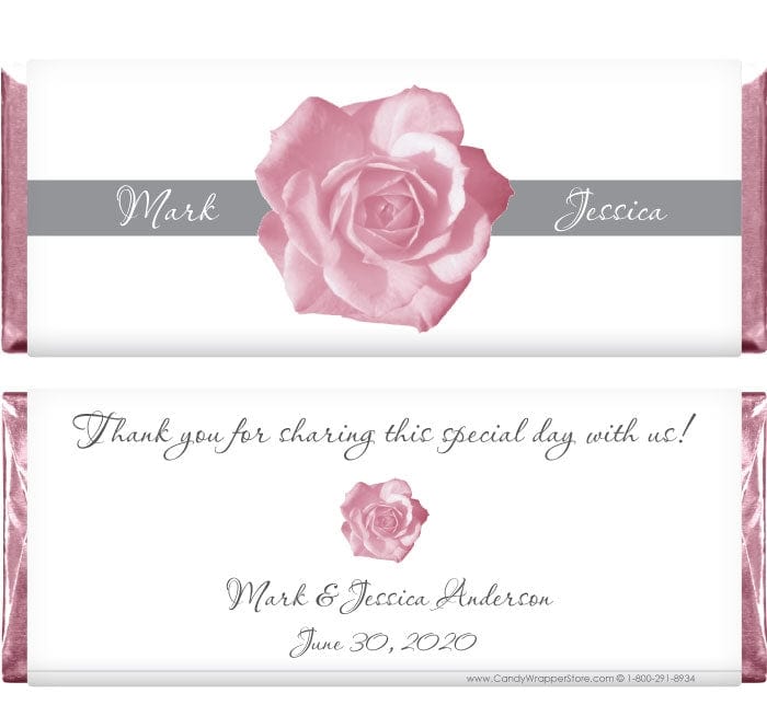 WA238 - Wedding Elegant Pink Rose Candy Bar Wrapper Wedding Elegant Pink Rose Candy Bar Wrapper Regular Size Wrapper WA238