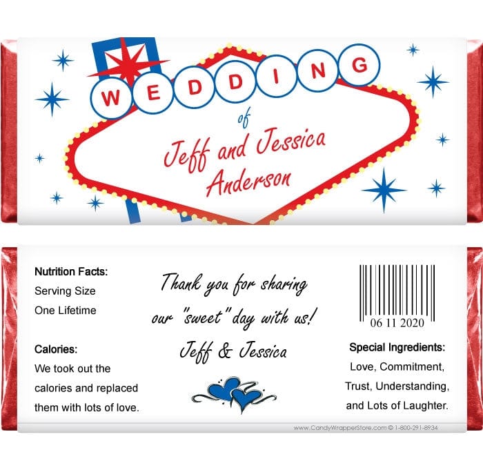 WA246 - Las Vegas Wedding Candy Bar Wrapper Regular Size Wrapper WA246