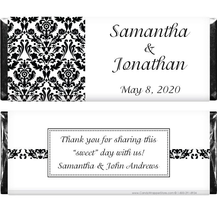 WA248 - Damask Wedding Candy Bar Wrapper Damask Wedding Candy Bar Wrapper Regular Size Wrapper WA248