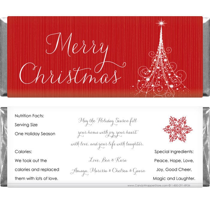 WA249 - Whimsy Christmas Tree Wedding Candy Bar Wrapper Whimsy Christmas Tree Wedding Candy Bar Wrapper Regular Size Wrapper WA249