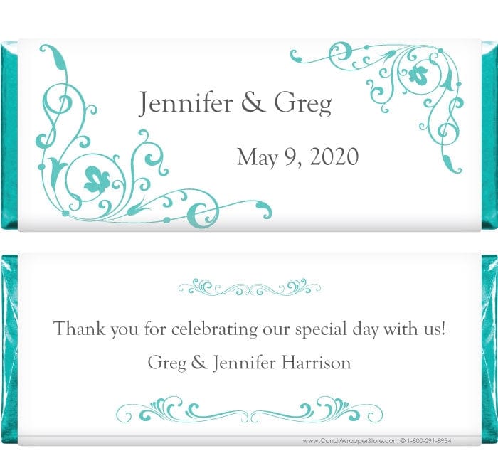 WA252 - Scroll Corners Wedding Candy Bar Wrapper Scroll Corners Wedding Candy Bar Wrapper Regular Size Wrapper WA252