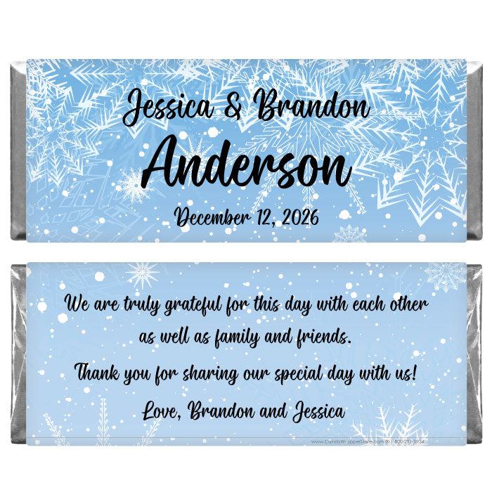 WA254 - Snowflake Winter Wedding Candy Bar Wrapper Snowflake Winter Wedding Candy Bar Wrapper Regular Size Wrapper WA254