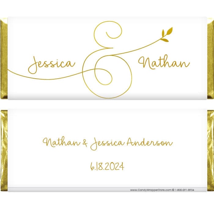 WA268 - Ampersand Vine Wedding Candy Bar Favor Ampersand Vine Wedding Candy Bar Favor Regular Size Wrapper WA268