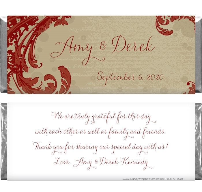 WA288 - Vintage Floral Scroll Wedding Candy Bar Wrapper Vintage Floral Scroll Wedding Candy Bar Wrapper Wedding Favors WA288