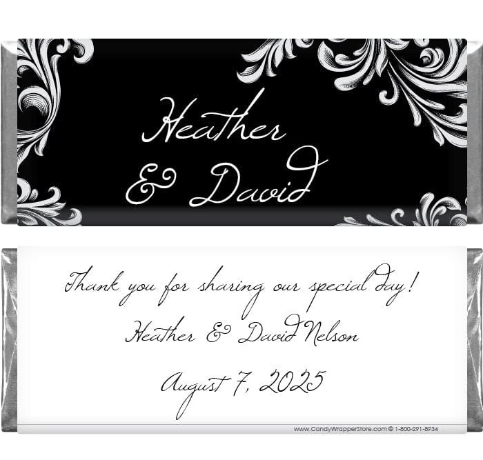 WA296 - Vintage Scroll Wedding Candy Bar Wrapper Vintage Scroll Wedding 1.55 oz Hershey's Candy Bar Wrappers Wedding Favors WA296