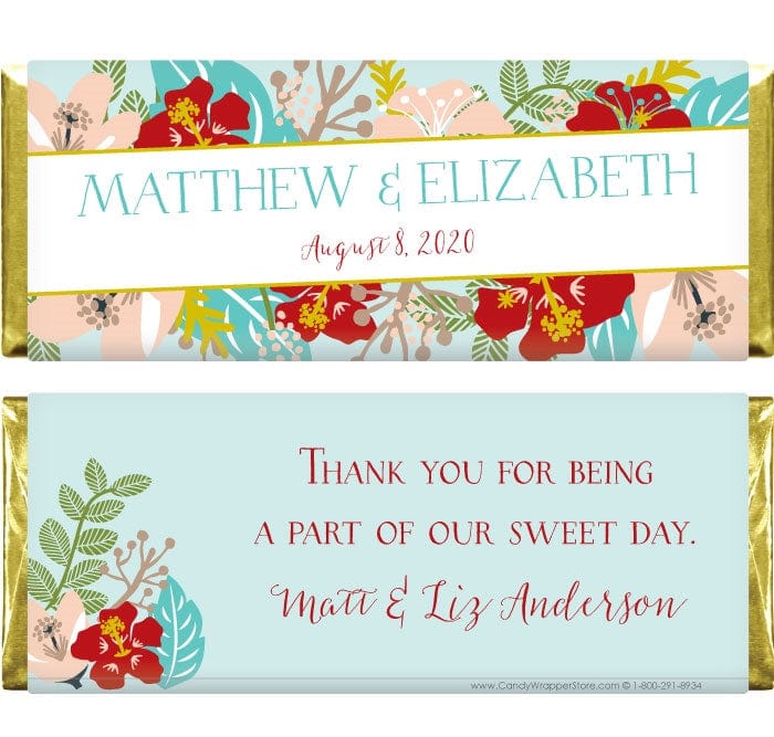 WA301 - Tropical Flower Bouquet Wedding Candy Bar Wrapper Tropical Flower Bouquet Wedding Candy Bar Wrapper Wedding Favors WA301