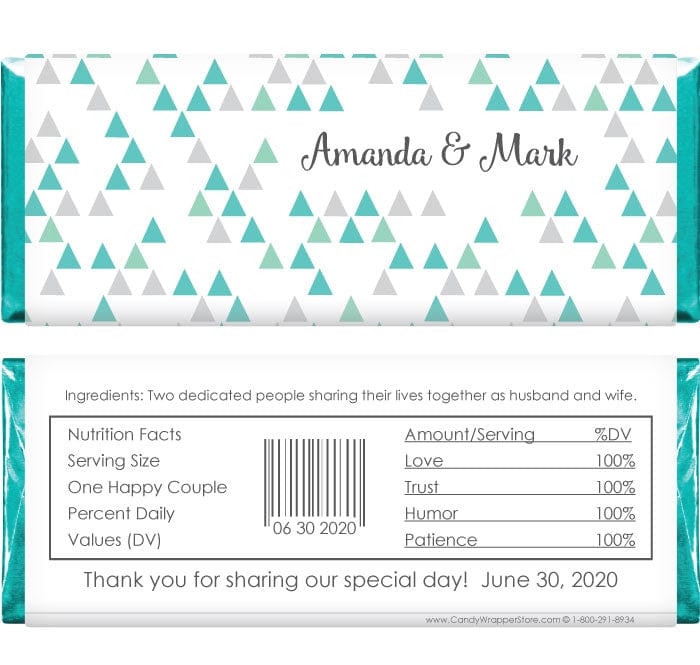 WA302 - Scattered Triangle Wedding Candy Bar Wrapper Scattered Triangle Wedding Candy Bar Wrapper Wedding Favors WA302