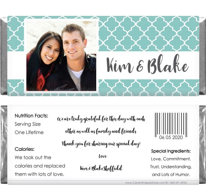 WA320photo - Wedding Quatrefoil Photo Candy Bar Wrappers Wedding Quatrefoil Photo Candy Bar Wrappers Wedding Favors WA320