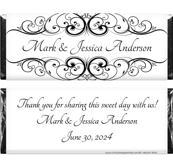 WA334 - Classic Curls Wedding Candy Bar Wrapper Classic Curls Wedding Candy Bar Wrapper Wedding Favors WA334