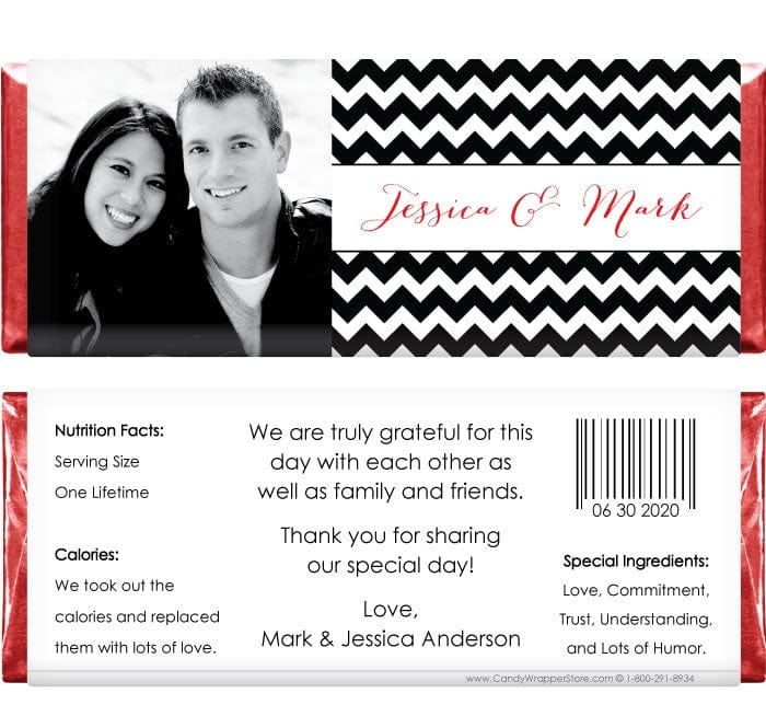 WA335photo - Wedding Chevron Photo Candy Bar Wrappers Wedding Chevron Photo Candy Bar Wrappers Wedding Favors WA335