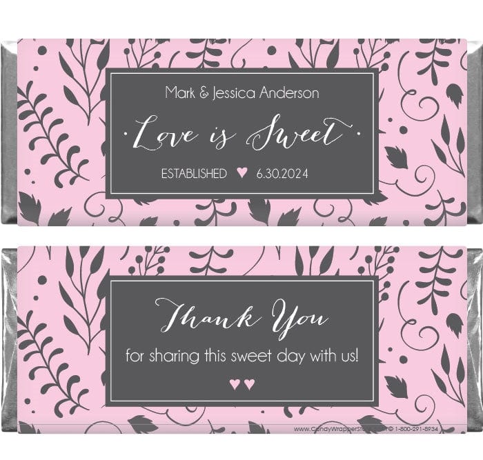 WA337 - Love is Sweet Floral Wedding Candy Bar Wrapper Love is Sweet Floral Wedding Candy Bar Wrapper Wedding Favors WA337