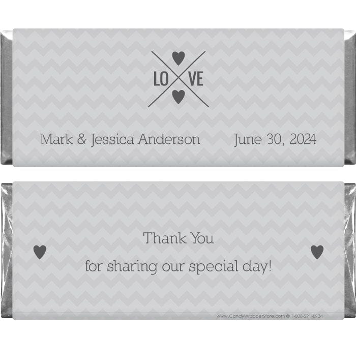 WA340 - Love and Hearts Wedding Candy Bar Wrapper Love and Hearts Wedding Candy Bar Wrapper Wedding Favors WA340