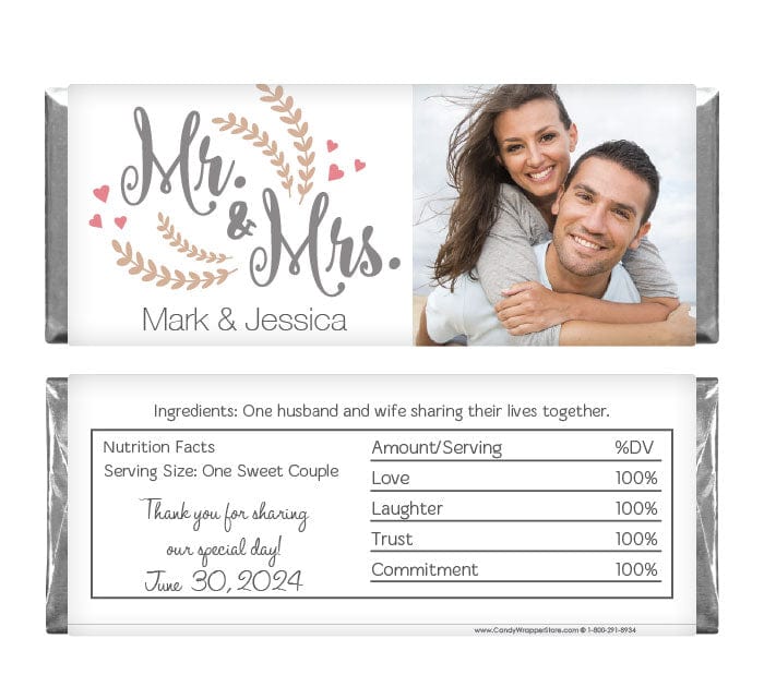 WA348photo - Mr & Mrs Photo Wedding Candy Bar Wrappers Mr & Mrs Photo Wedding Candy Bar Wrappers Wedding Favors WA348