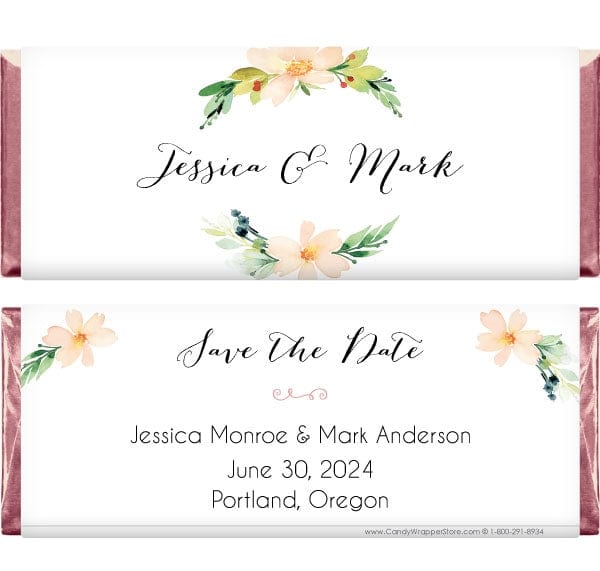 WA350 - Romantic Cosmos Floral Wedding Candy Bar Wrappers Romantic Cosmos Floral Wedding Candy Bar Wrappers Wedding Favors WA350