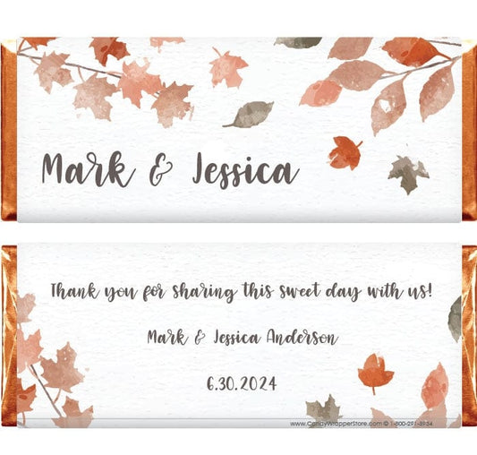 WA364 - Fall Scattered Watercolor Leaves Wedding Candy Bar Favor Fall Scattered Watercolor Leaves Wedding Candy Bar Favor Wedding Favors WA364