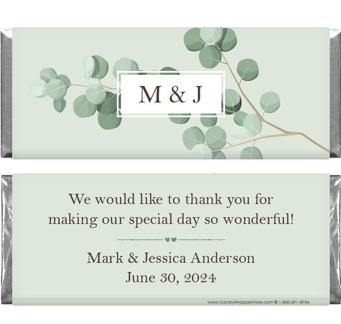 WA370 - Enchanted Eucalyptus Wedding Candy Bar Wrapper Enchanted Eucalyptus Wedding Candy Bar Wrapper Wedding Favors WA370