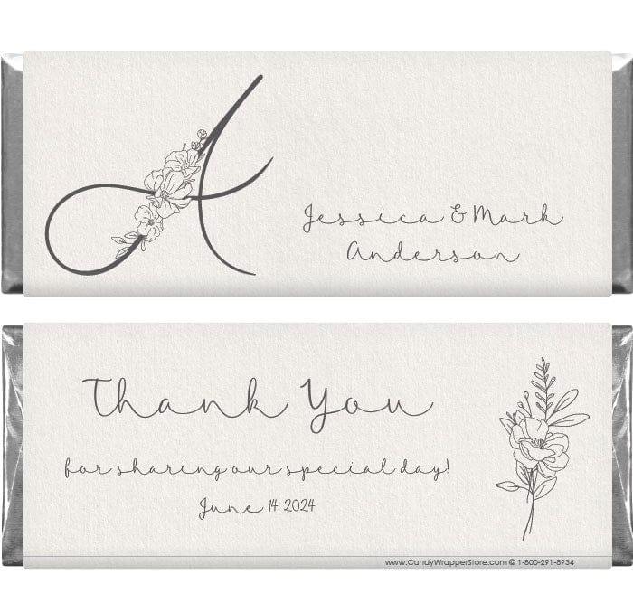 WA375 - Wild Love Monogram Wedding Candy Bar Wrapper Wild Love Monogram Wedding Candy Bar Wrapper Wedding Favors WA375