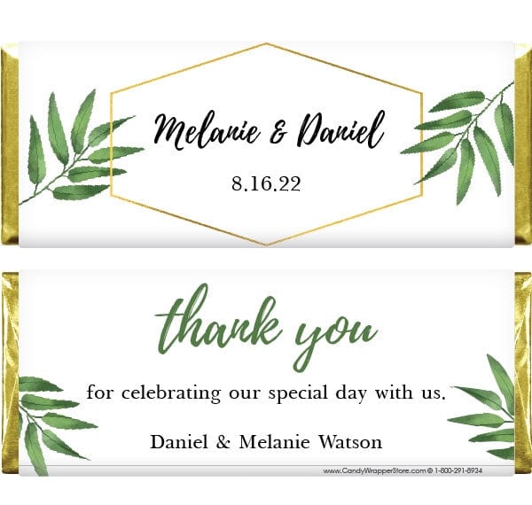 WA380 - Golden Hexagon Frame Wedding Candy Bar Wrapper Golden Hexagon Frame Wedding Candy Bar Wrapper Wedding Favors WA380