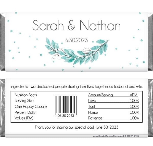WA387 - Sweeping Leaves Wedding Candy Bar Wrapper Sweeping Leaves Wedding Candy Bar Wrapper Wedding Favors WA387