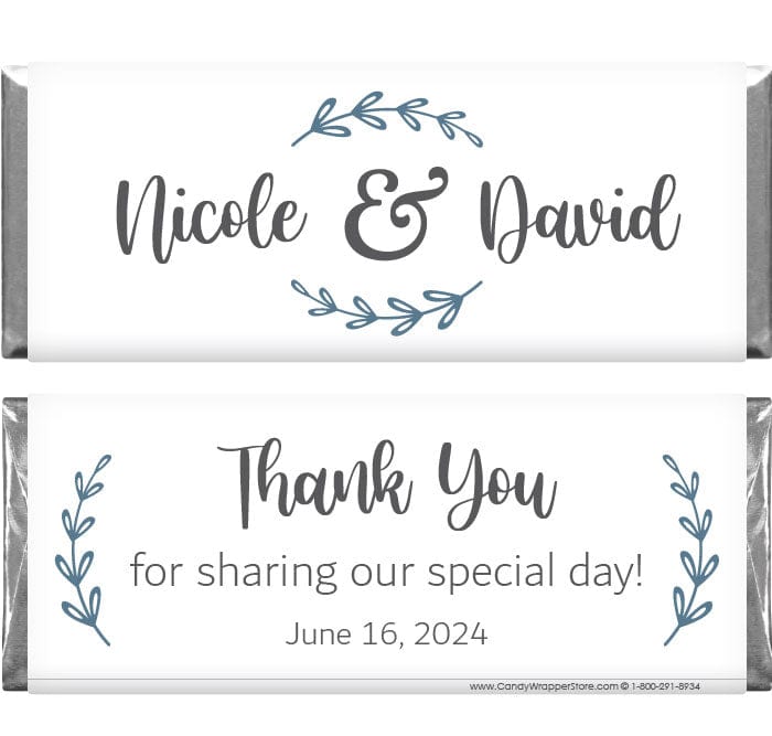 WA441 - Laurel Wreath Wedding Candy Bar Wrapper Laurel Wreath Wedding Candy Bar Wrapper Wedding Favors WA441