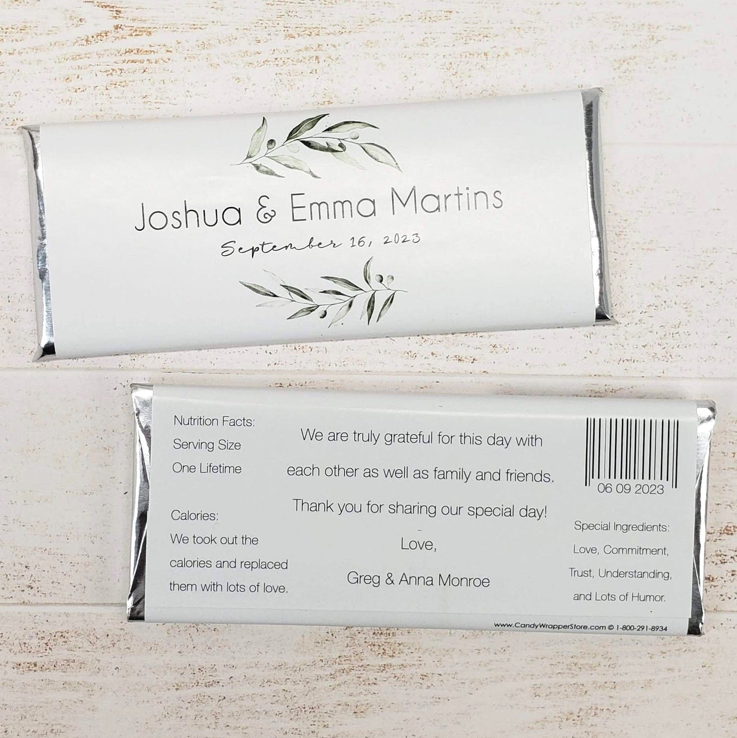 WA456 - Olive Branch Watercolor Wedding Candy Bar Wrapper Olive Branch Watercolor Wedding Candy Bar Wrapper Wedding Favors WA456