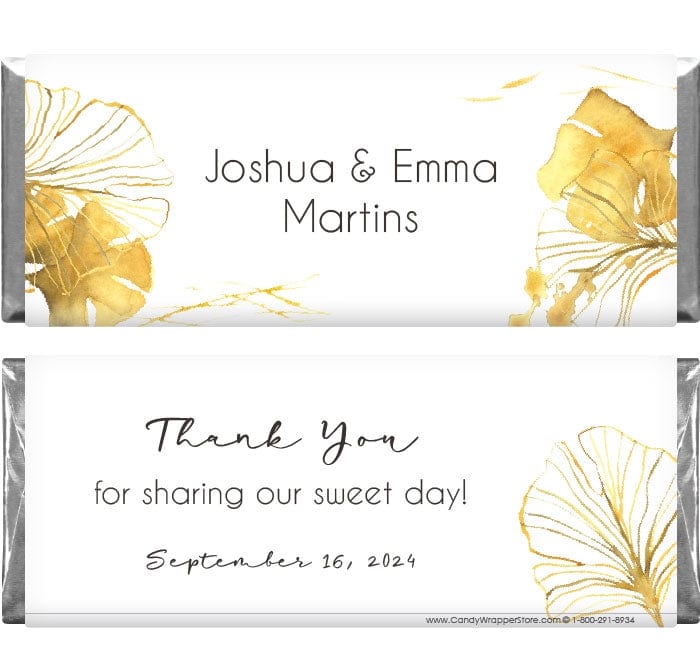 WA457 - Golden Leaves Wedding Candy Bar Wrapper Golden Leaves Wedding Candy Bar Wrapper Wedding Favors WA457