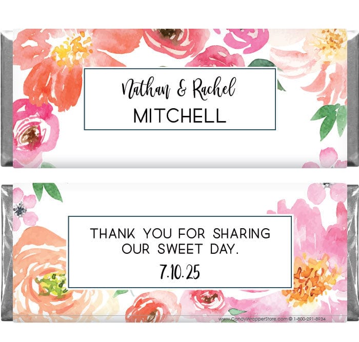 WA461 - Whimsical Floral Wedding Candy Bar Wrapper Whimsical Floral Wedding Candy Bar Wrapper Wedding Favors WA461