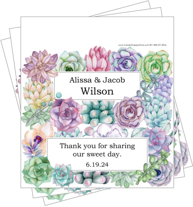 WA466 - Succulents Watercolor Wedding Candy Bar Wrapper Succulents Watercolor Wedding Candy Bar Wrapper Wedding Favors WA466