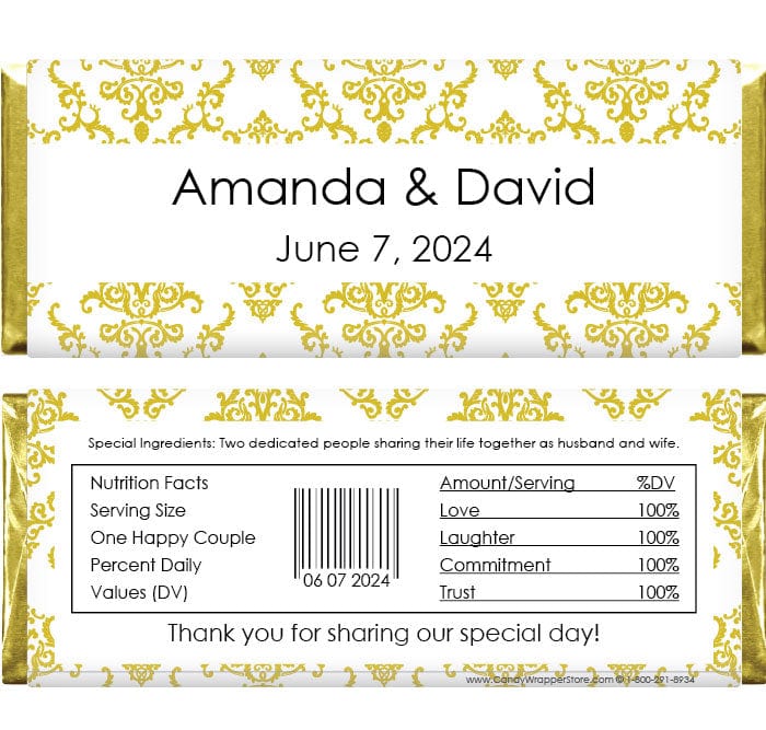 WADAMASK - Damask Pattern Wedding Candy Bar Wrappers Chevron Pattern Wedding Candy Bar Wrappers Wedding Favors Candy Wrapper Store