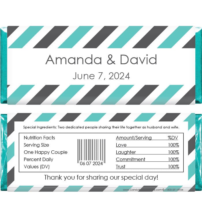 WADIAGSTRIPES - Diagonal Stripes Pattern Wedding Candy Bar Wrappers Diagonal Stripes Pattern Wedding Candy Bar Wrappers Wedding Favors Candy Wrapper Store