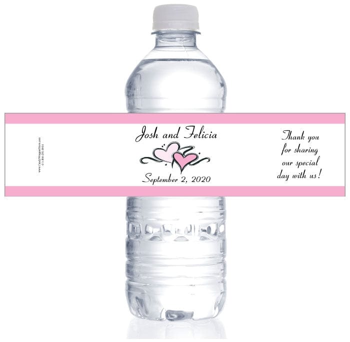 WB11 - Wedding Double Hearts Water Bottle Labels Personalzied wedding themed water bottle labels WB11 Wedding Favors wa1