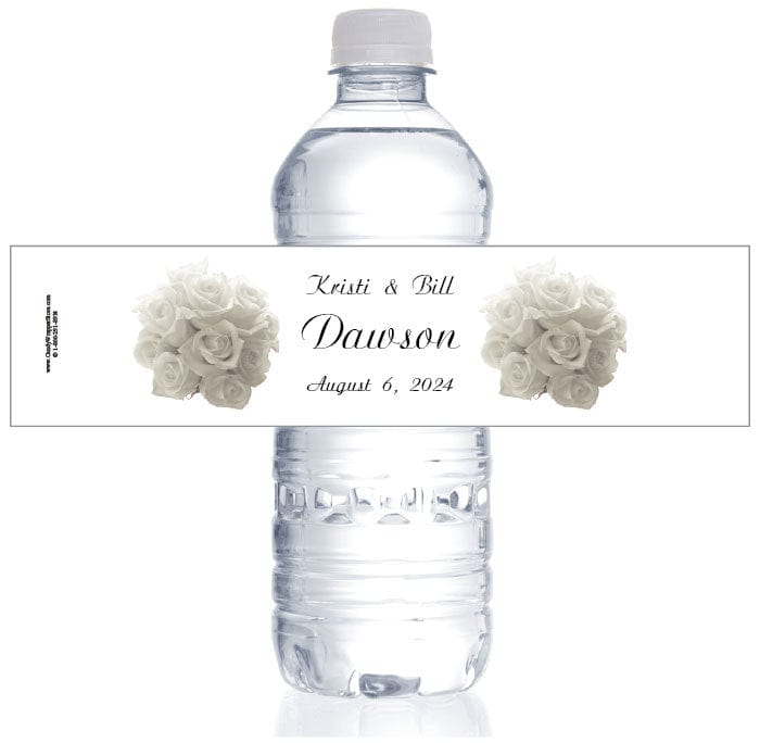 WB13 - Wedding White Roses Water Bottle Labels Wedding White Roses Water Bottle Labels wa225