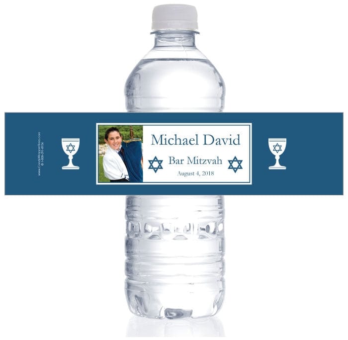WBBAR205photo - Bar Mitzvah Classic Photo Water Bottle Labels Bar Mitzvah Classic Photo Water Bottle Labels BAR205
