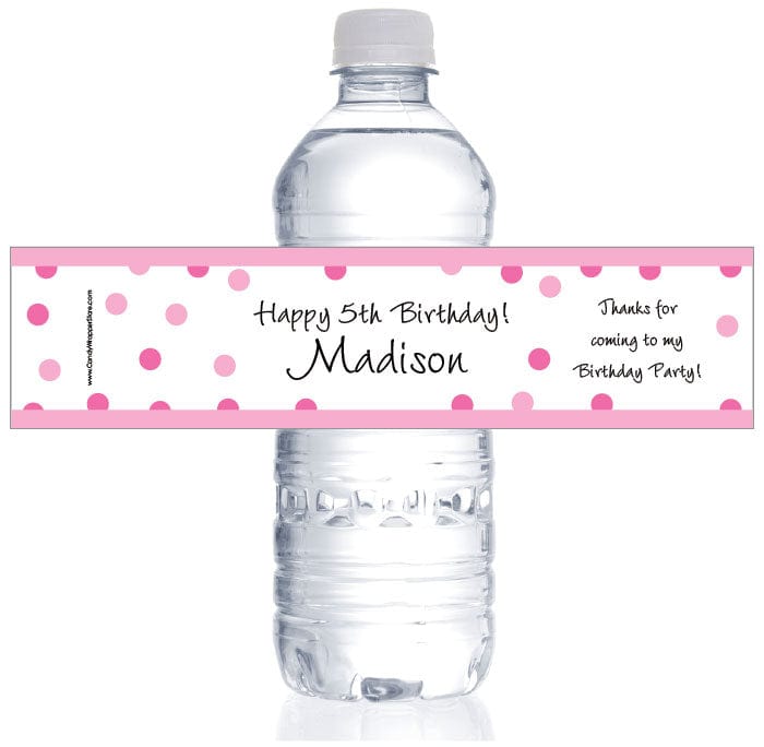WBBD286 - Photo Birthday Pink Dots Water Bottle Labels Photo Birthday Pink Dots Water Bottle Labels Party Favors BD286