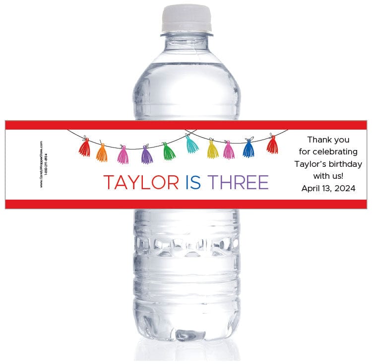 WBBD501 - Tassel Banner Birthday Water Bottle Labels Tassel Banner Birthday Water Bottle Labels Party Favors bd501