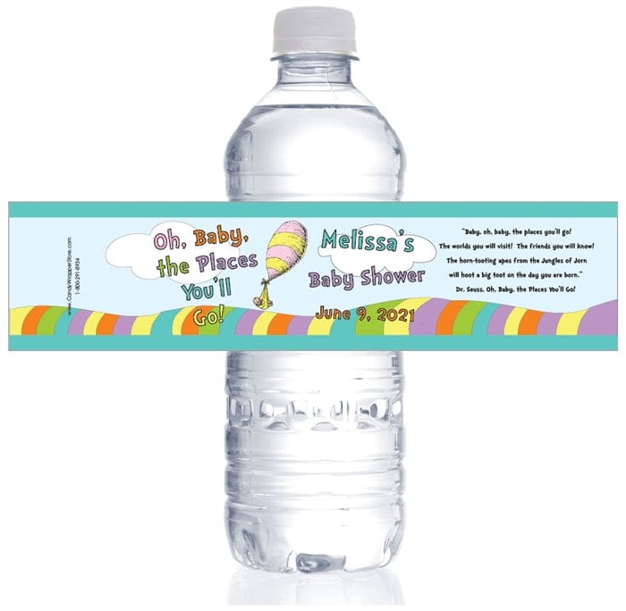 WBBS269 - Oh Baby the Places Youll Go Baby Shower Water Bottle Labels Oh Baby the Places Youll Go Dr Seuss Baby Shower Water Bottle Labels Wedding Favors BS269