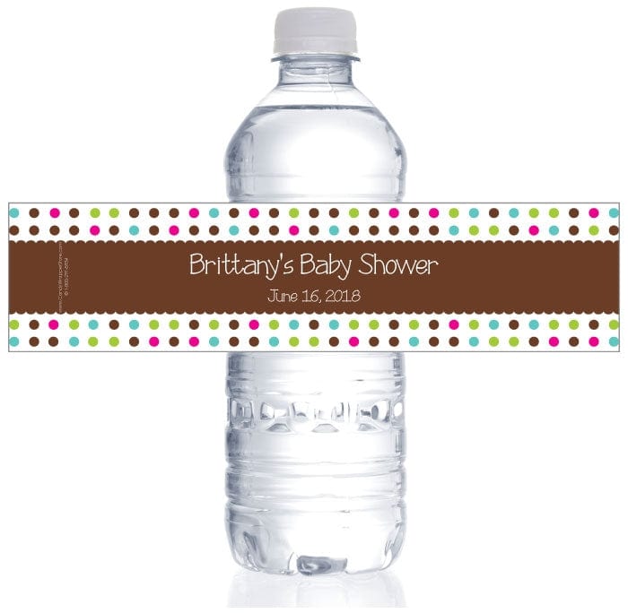 WBBS350 - Multi Dots Baby Shower Water Bottle Labels Multi Dots Baby Shower Water Bottle Labels BS350