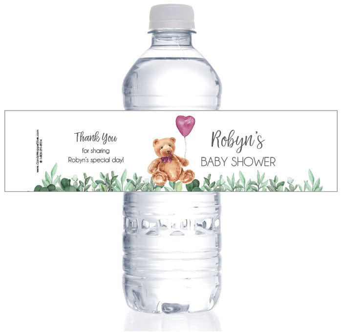 Teddy Bear Blue Water Bottle Label