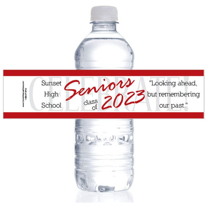 WBGRAD100 - Graduation Class of 2023 Water Bottle Labels Graduation Class of 2022 Personalized Water Bottle Labels Party Favors GRAD200